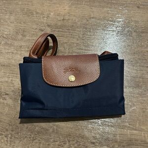 Longchamp Navy and Brown Foldable Purse